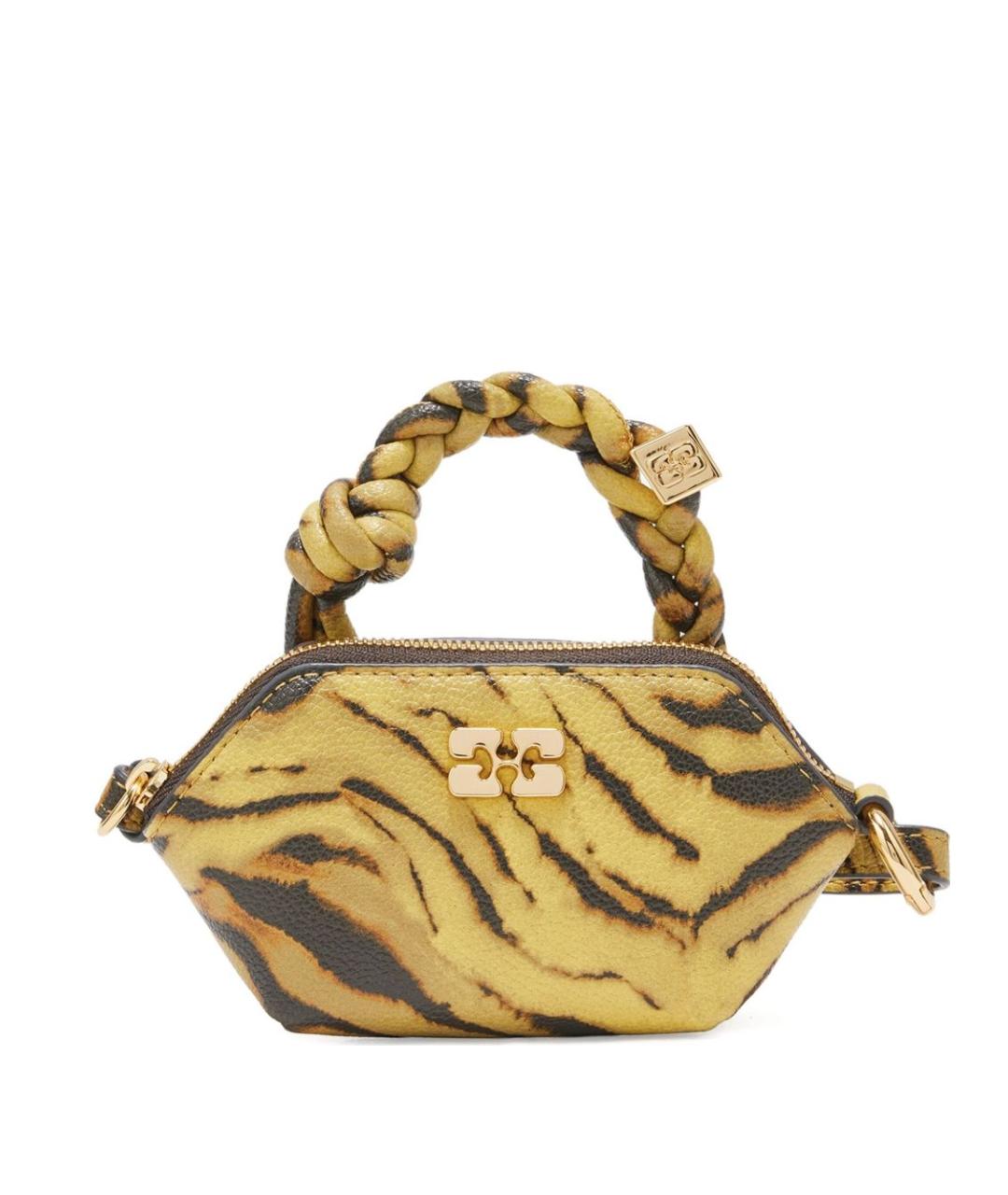 GANNI Хаки кожаная сумка с короткими ручками, фото 1