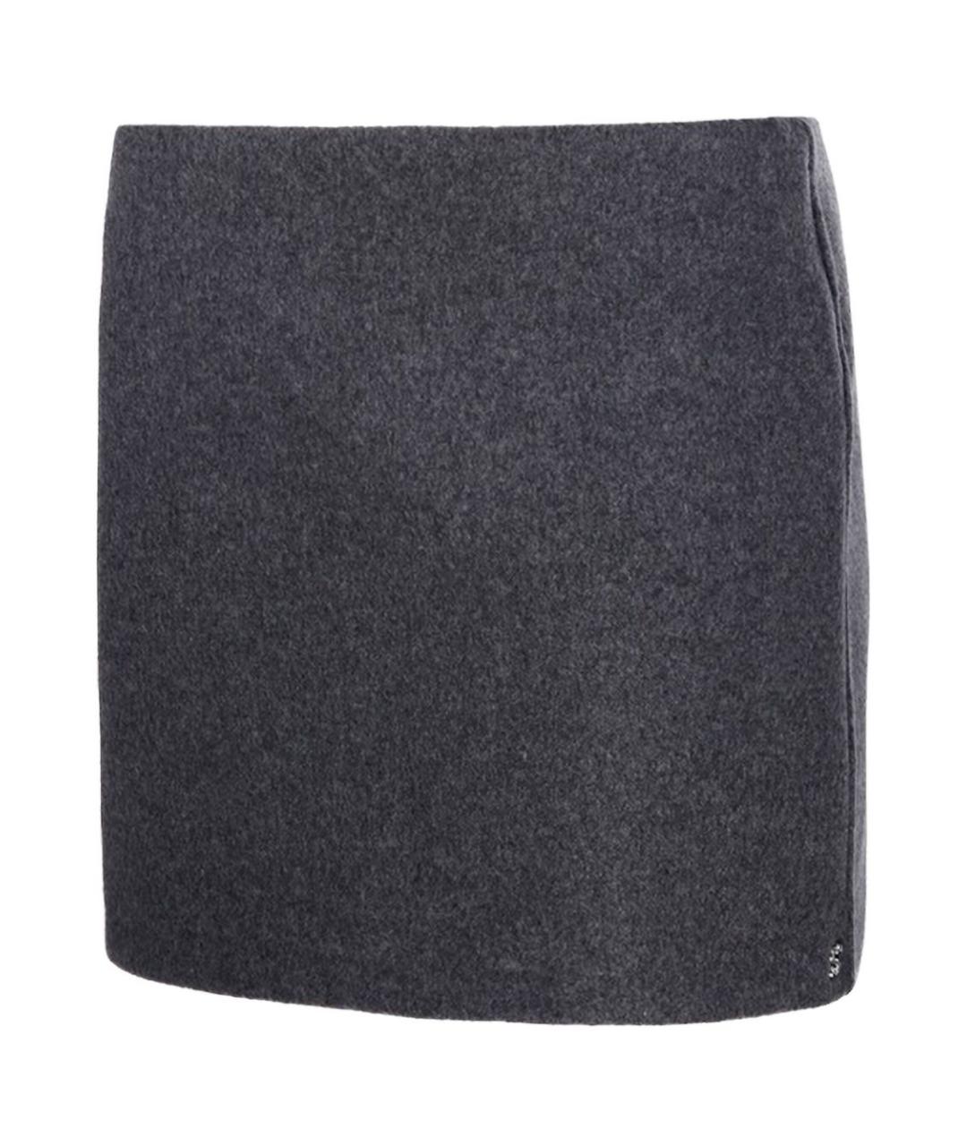 SPORTMAX Серая шерстяная юбка мини, фото 3
