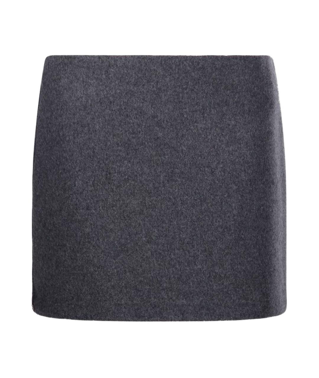 SPORTMAX Серая шерстяная юбка мини, фото 1