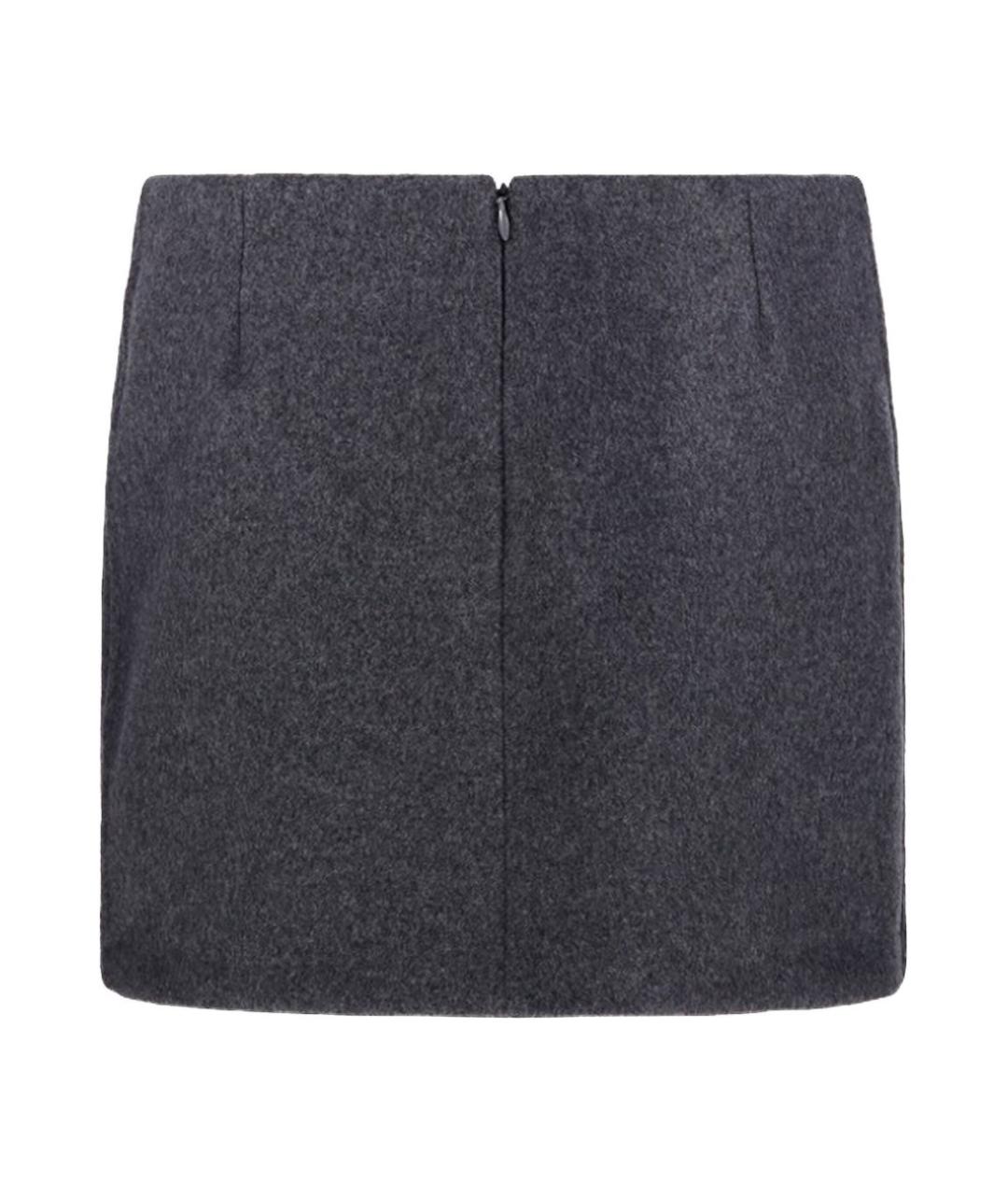 SPORTMAX Серая шерстяная юбка мини, фото 2