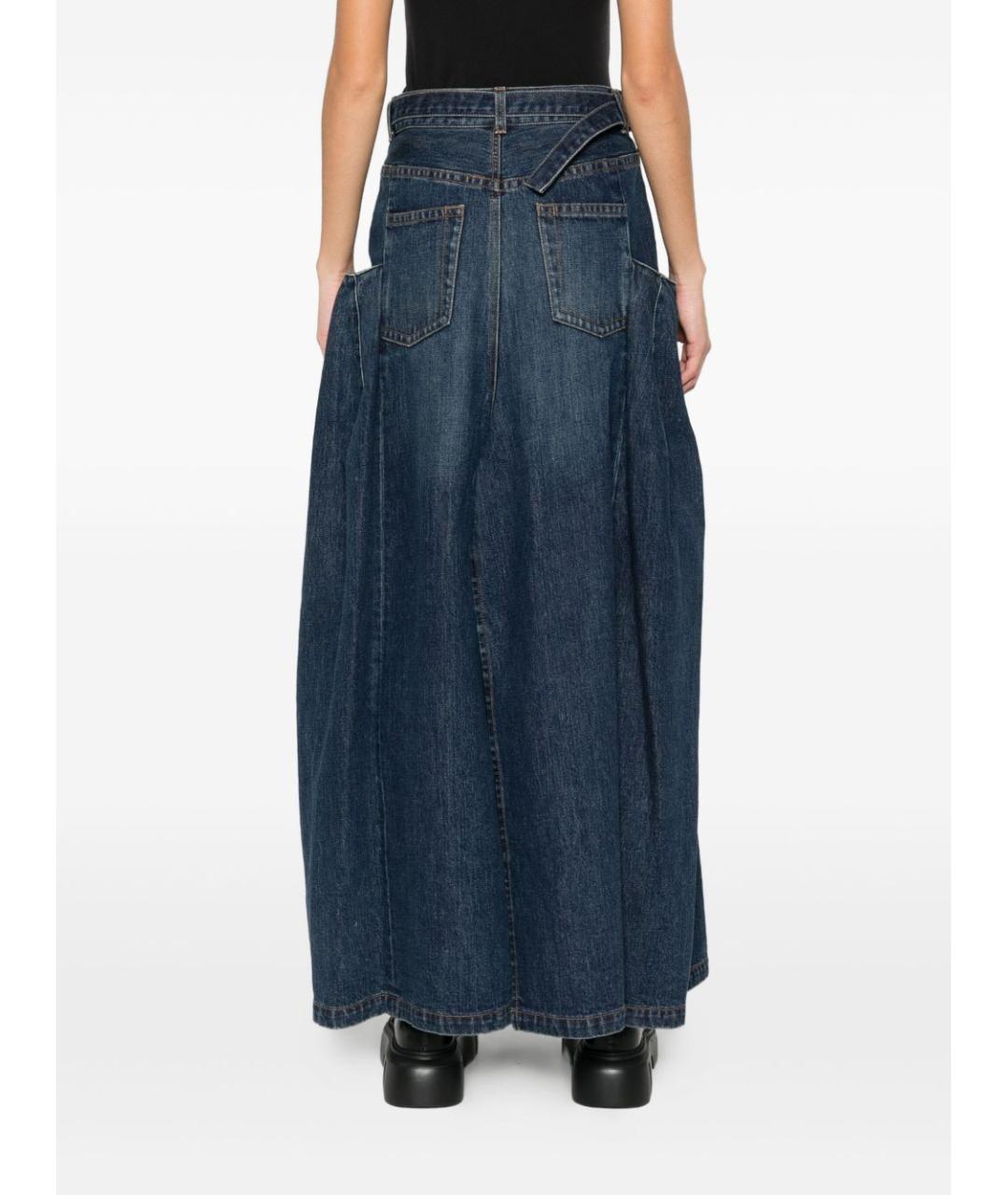 SACAI Синяя хлопковая юбка мини, фото 2