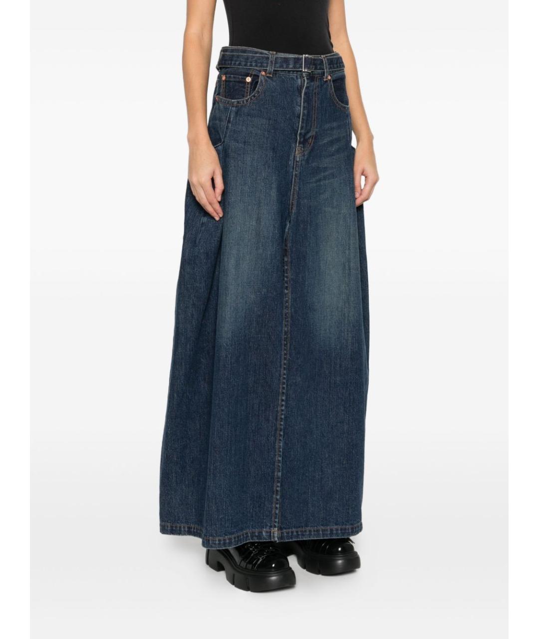 SACAI Синяя хлопковая юбка мини, фото 4