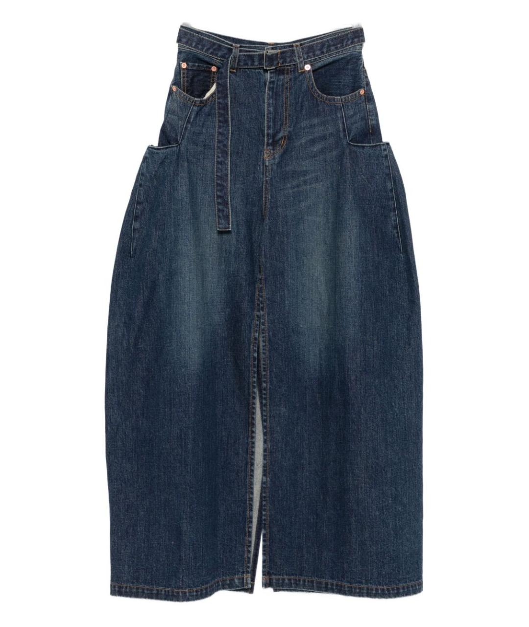 SACAI Синяя хлопковая юбка мини, фото 1