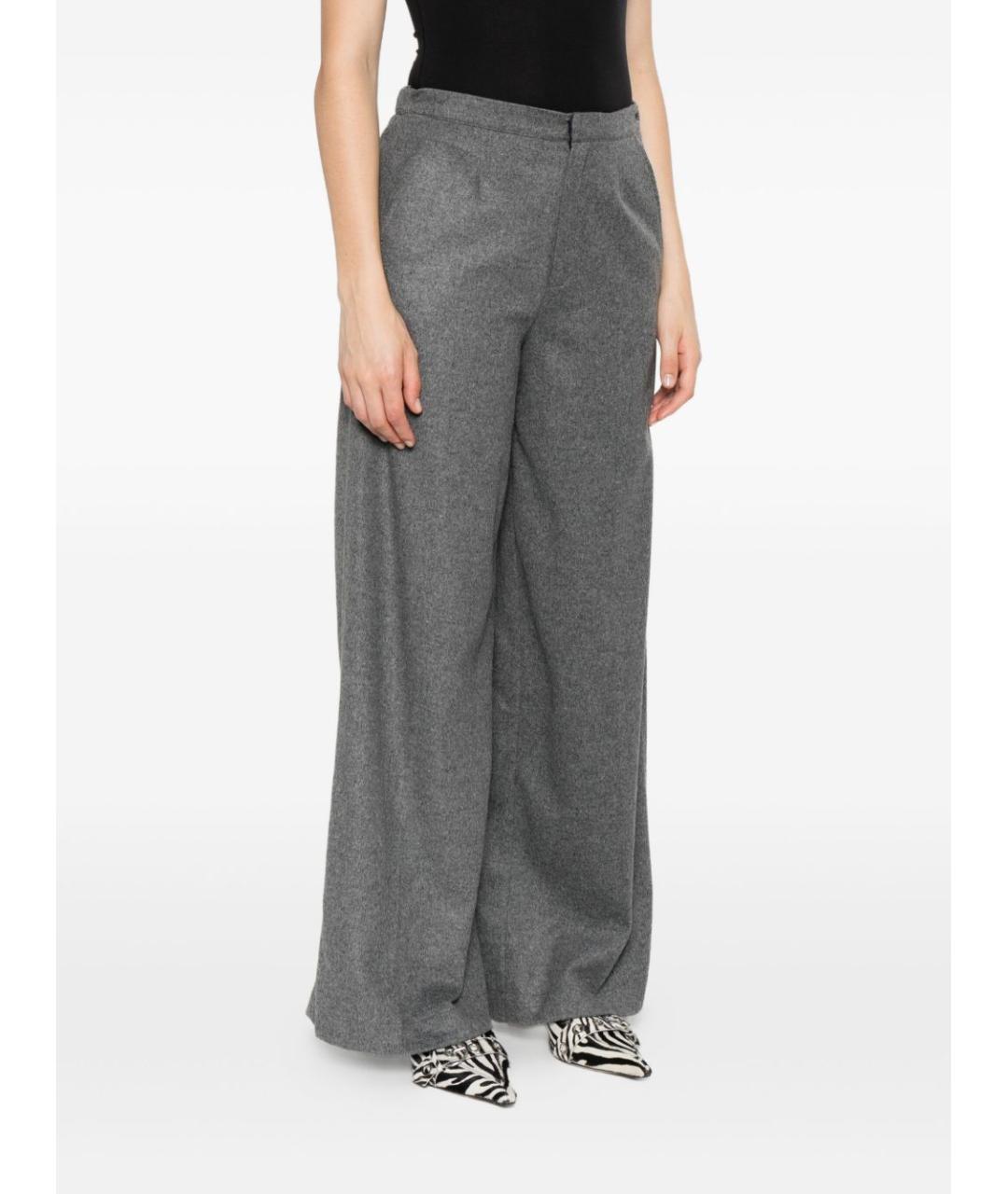 FORTE FORTE Серые шерстяные прямые брюки, фото 3