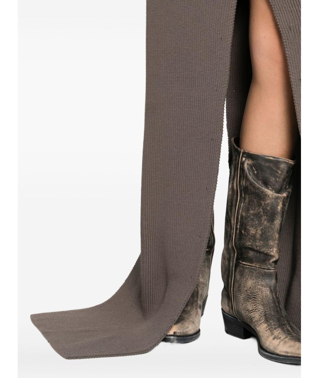 RICK OWENS Серая шерстяная юбка макси, фото 5