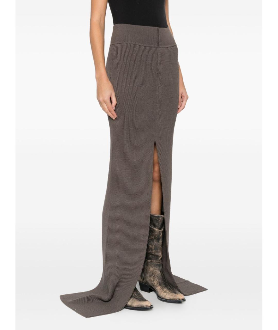 RICK OWENS Серая шерстяная юбка макси, фото 2