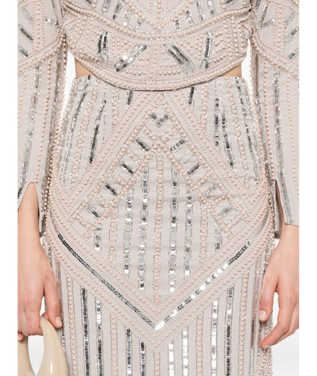 FORTE FORTE Белая полиэстеровая юбка миди, фото 4