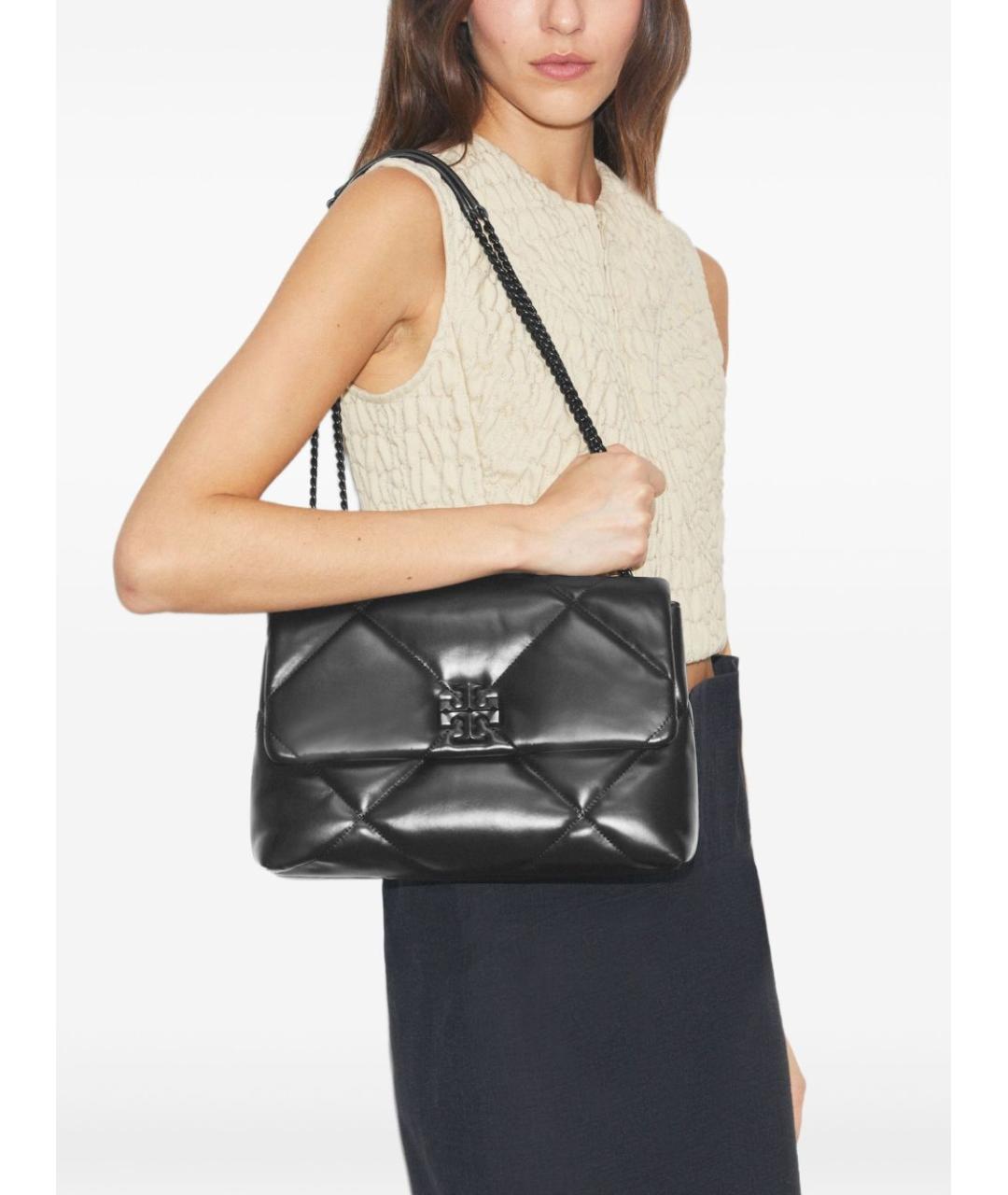 TORY BURCH Черная кожаная сумка через плечо, фото 5