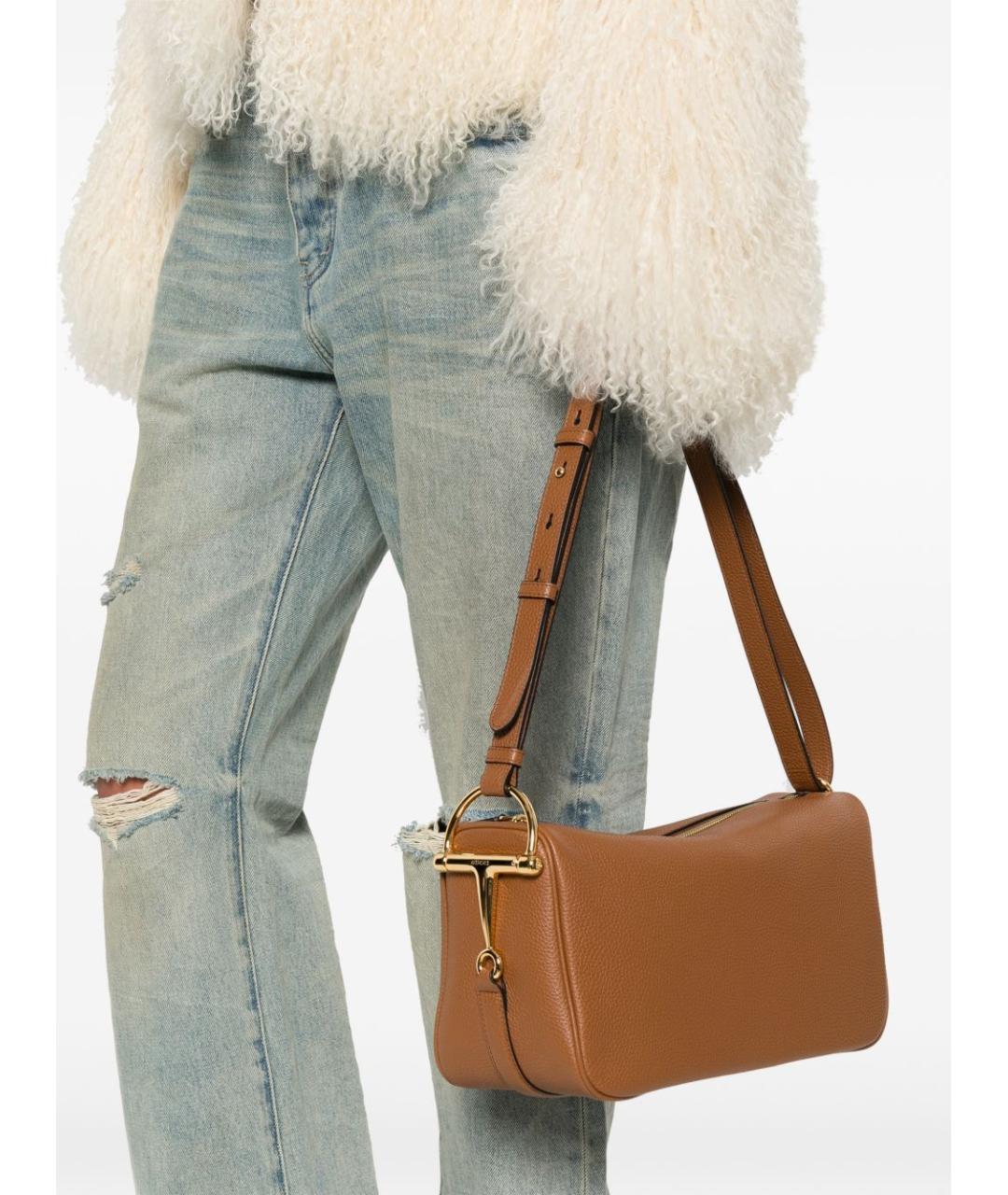 GUCCI Коричневая кожаная сумка с короткими ручками, фото 5