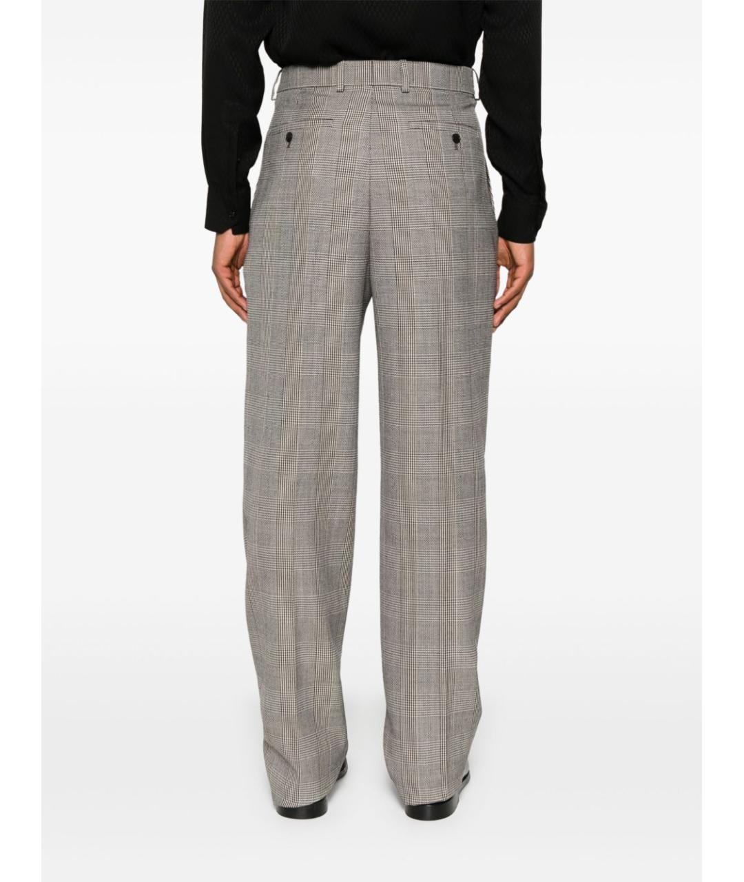 SAINT LAURENT Серые шерстяные повседневные брюки, фото 4