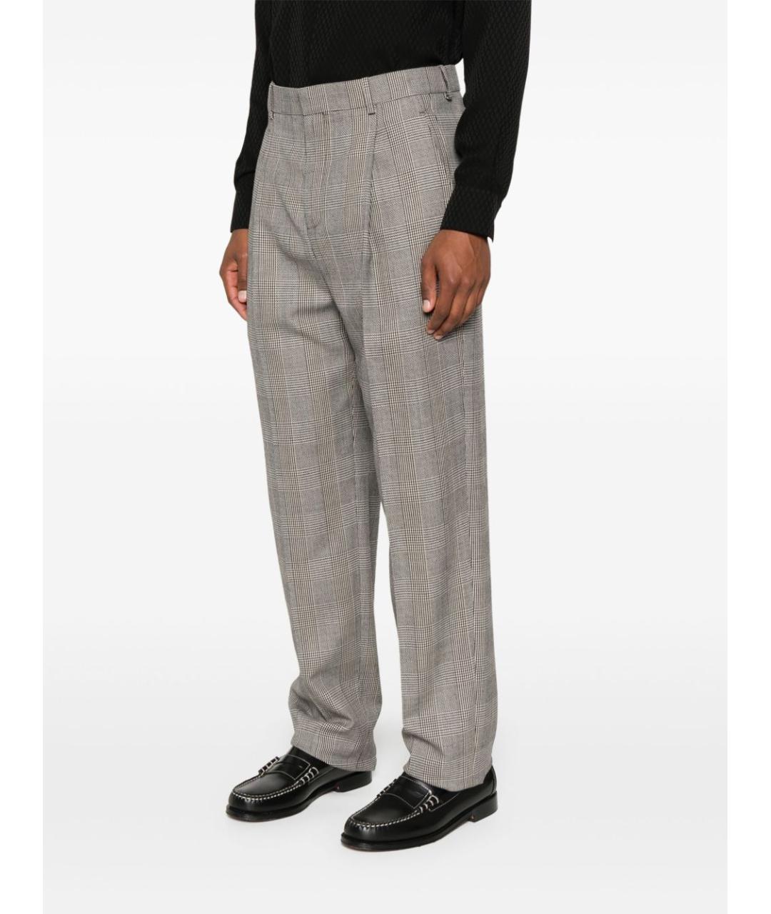 SAINT LAURENT Серые шерстяные повседневные брюки, фото 5