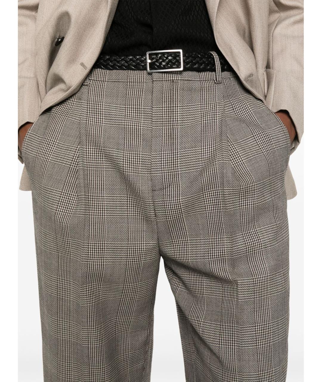 SAINT LAURENT Серые шерстяные повседневные брюки, фото 2