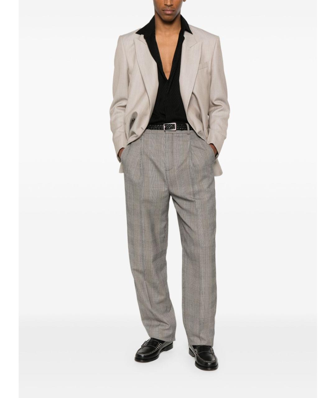 SAINT LAURENT Серые шерстяные повседневные брюки, фото 3