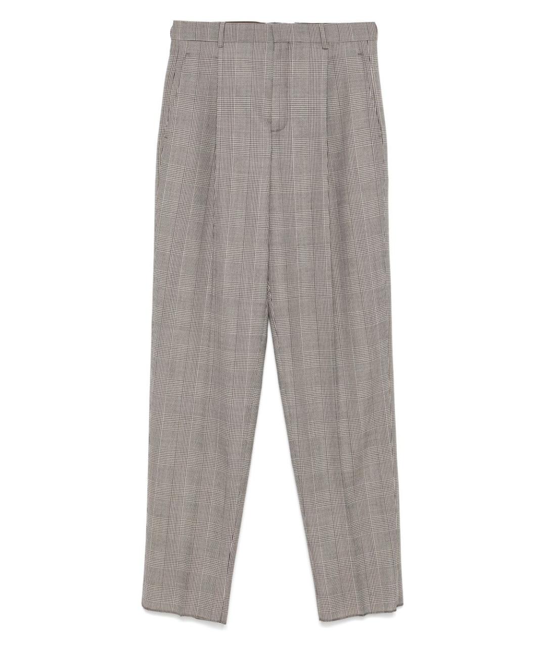 SAINT LAURENT Серые шерстяные повседневные брюки, фото 1