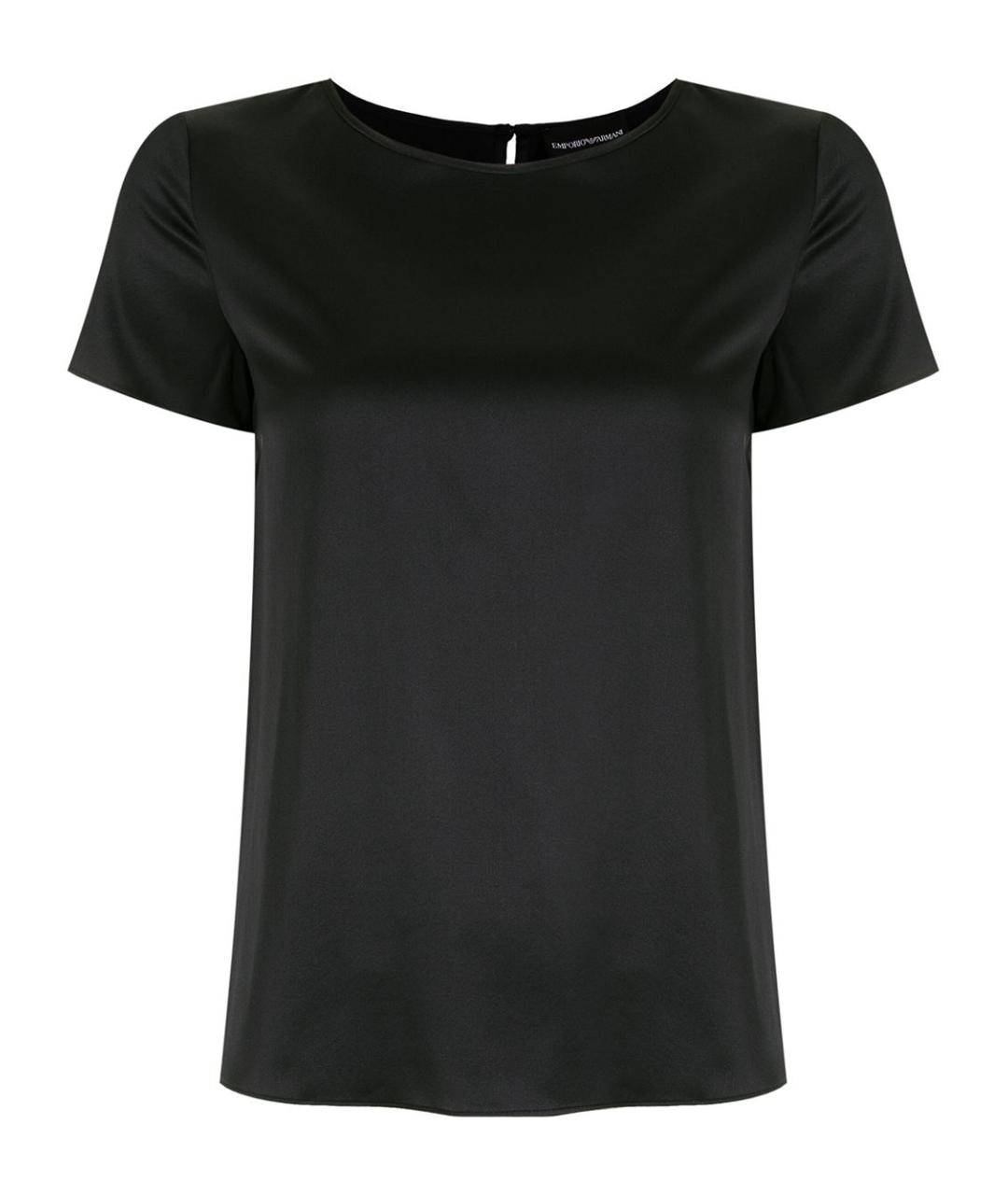 EMPORIO ARMANI Черная шелковая футболка, фото 1