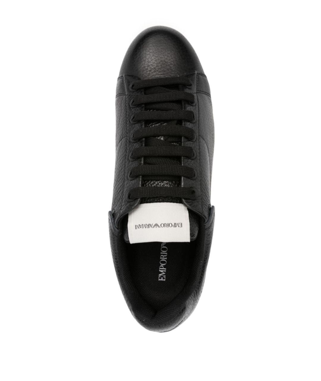 EMPORIO ARMANI Черные кожаные низкие кроссовки / кеды, фото 2