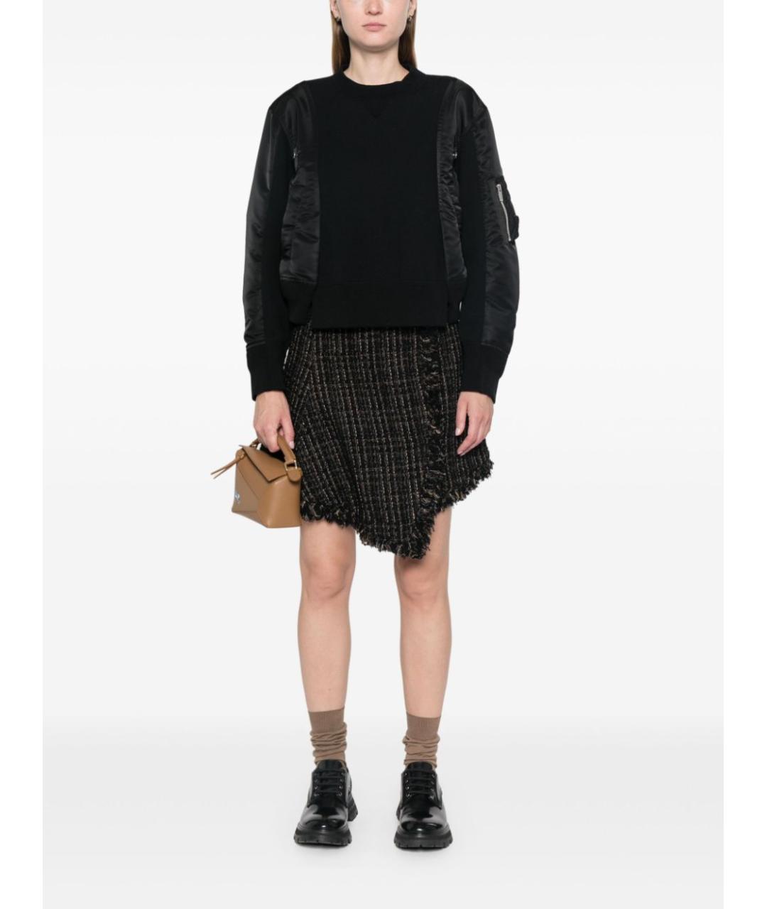 SACAI Черная шерстяная юбка мини, фото 4