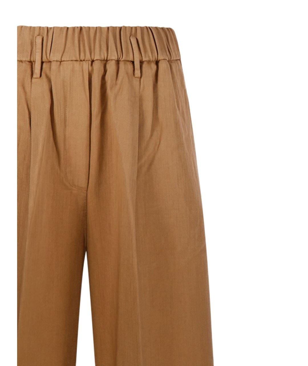 FORTE FORTE Коричневые хлопковые прямые брюки, фото 3