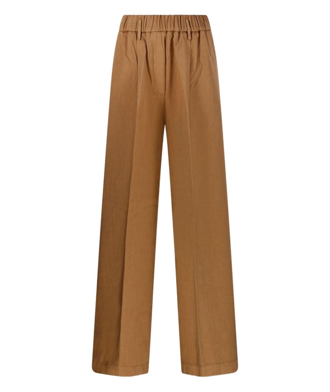 FORTE FORTE Коричневые хлопковые прямые брюки, фото 1