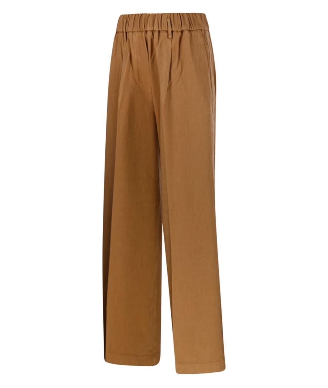 FORTE FORTE Коричневые хлопковые прямые брюки, фото 4