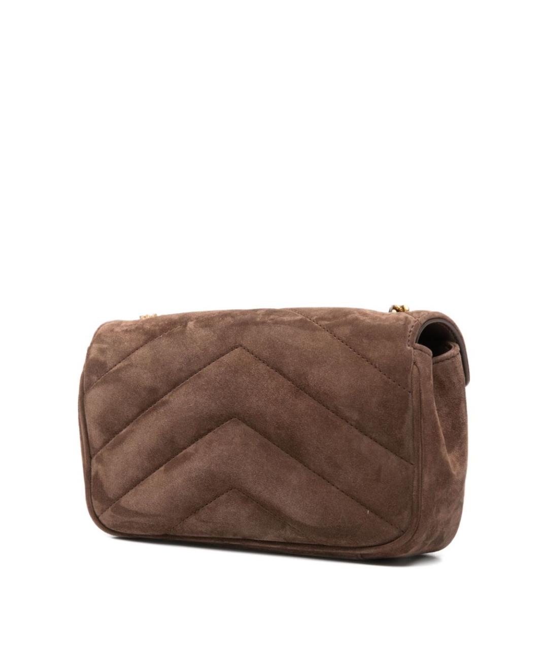 SAINT LAURENT Коричневая замшевая сумка через плечо, фото 3