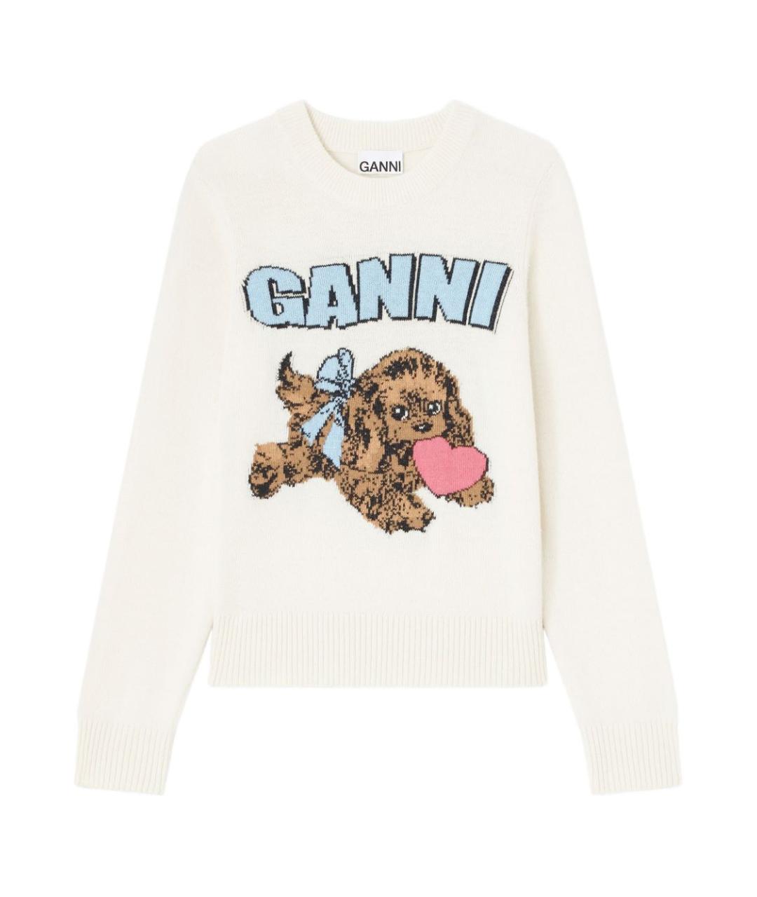 GANNI Бежевый шерстяной джемпер / свитер, фото 1