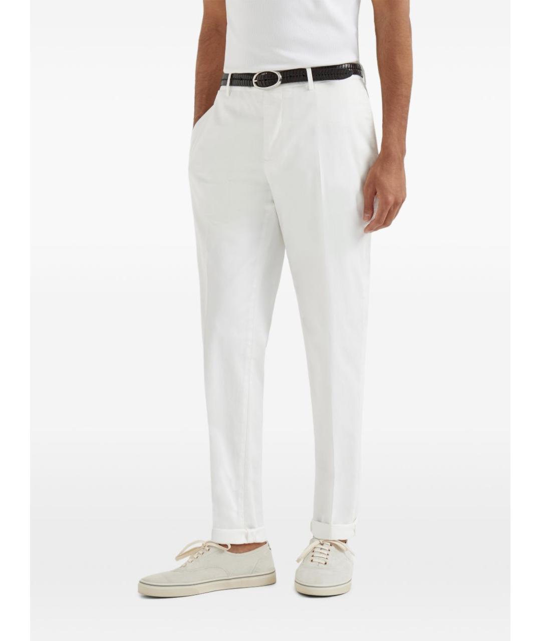 BRUNELLO CUCINELLI Белые хлопковые повседневные брюки, фото 5