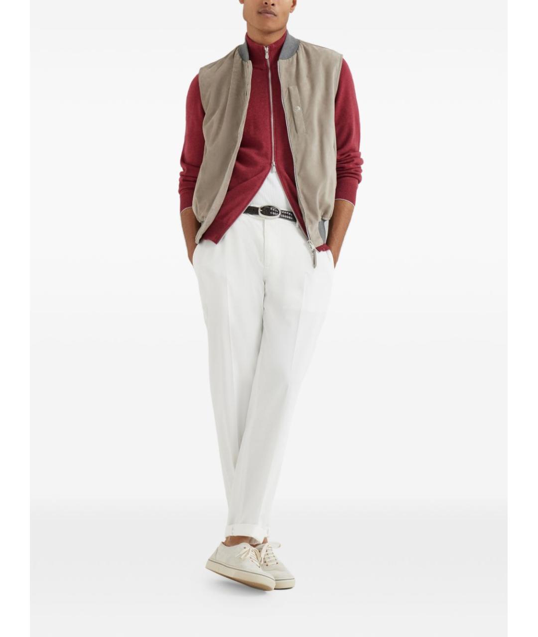 BRUNELLO CUCINELLI Белые хлопковые повседневные брюки, фото 3