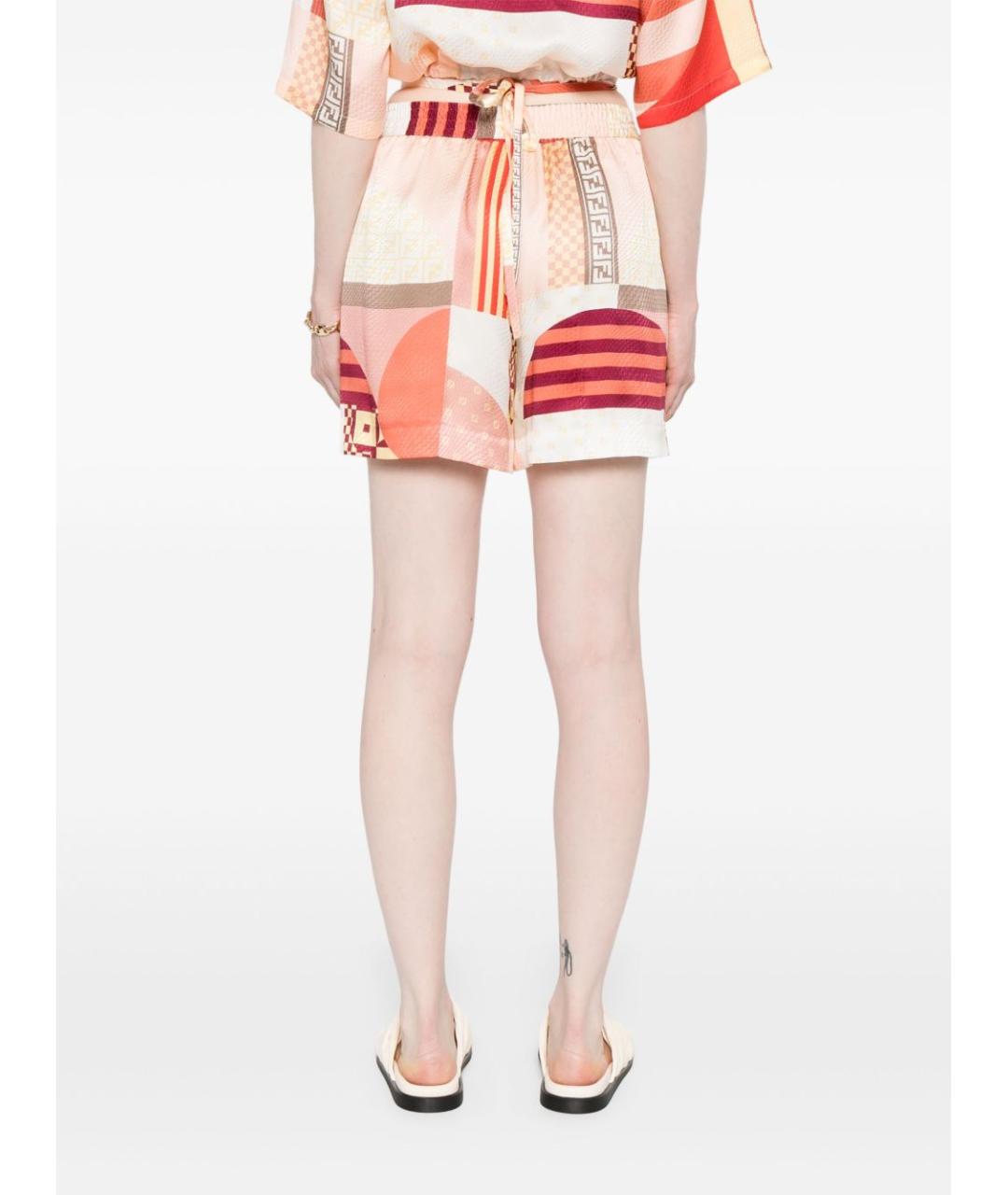 FENDI Мульти шелковые шорты, фото 4