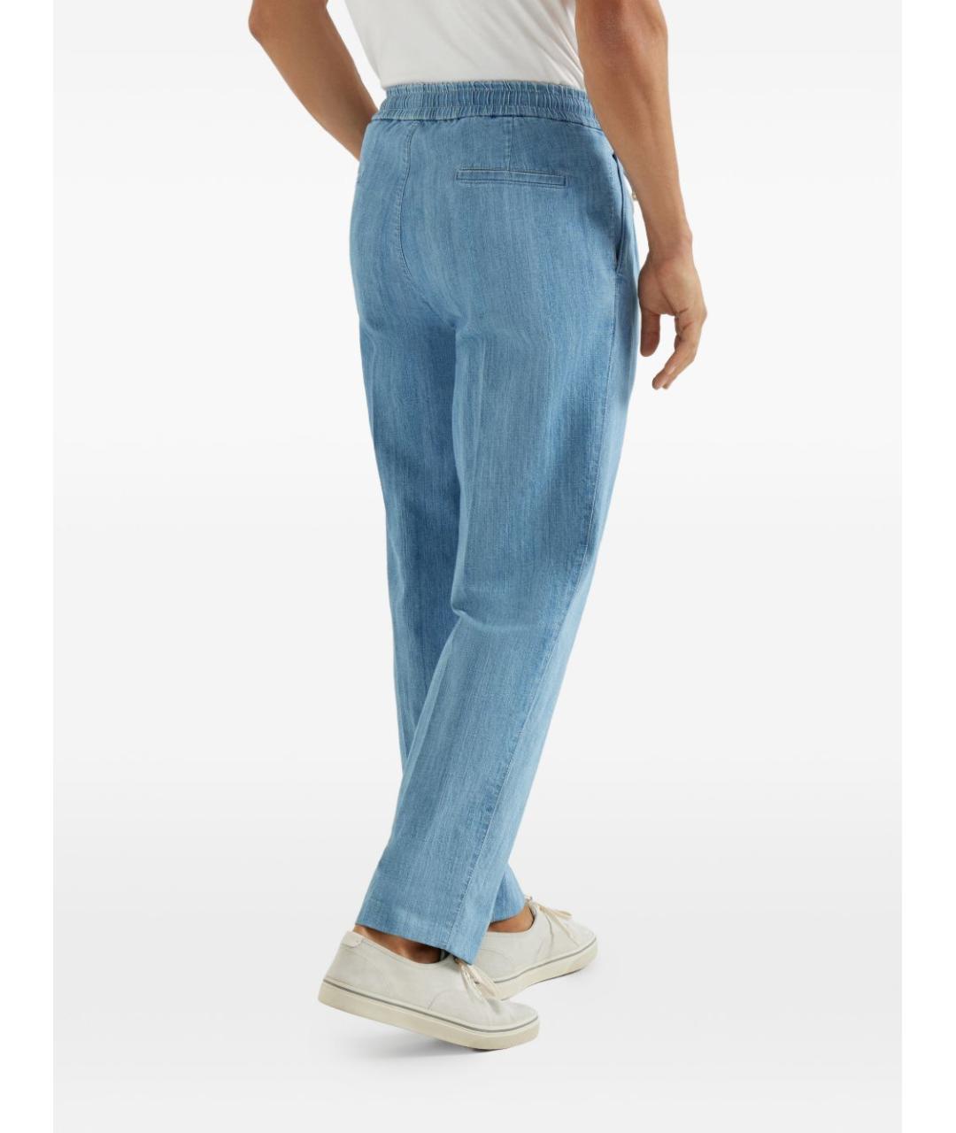 BRUNELLO CUCINELLI Голубые хлопковые повседневные брюки, фото 5