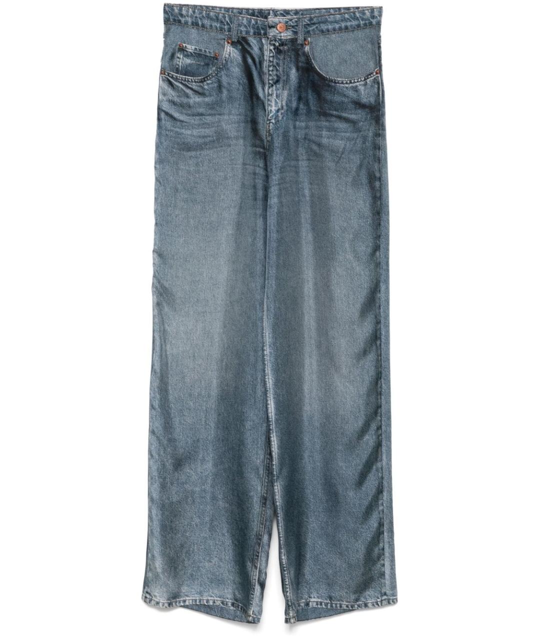 PIERRE LOUIS MASCIA Синие шелковые брюки широкие, фото 1