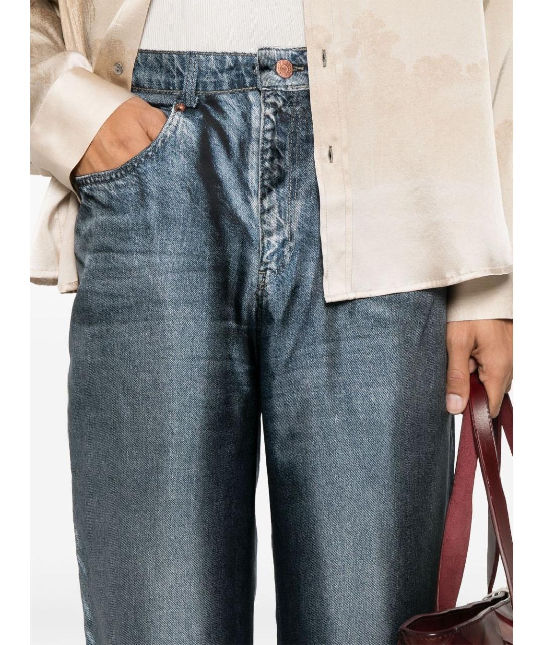 PIERRE LOUIS MASCIA Синие шелковые брюки широкие, фото 2