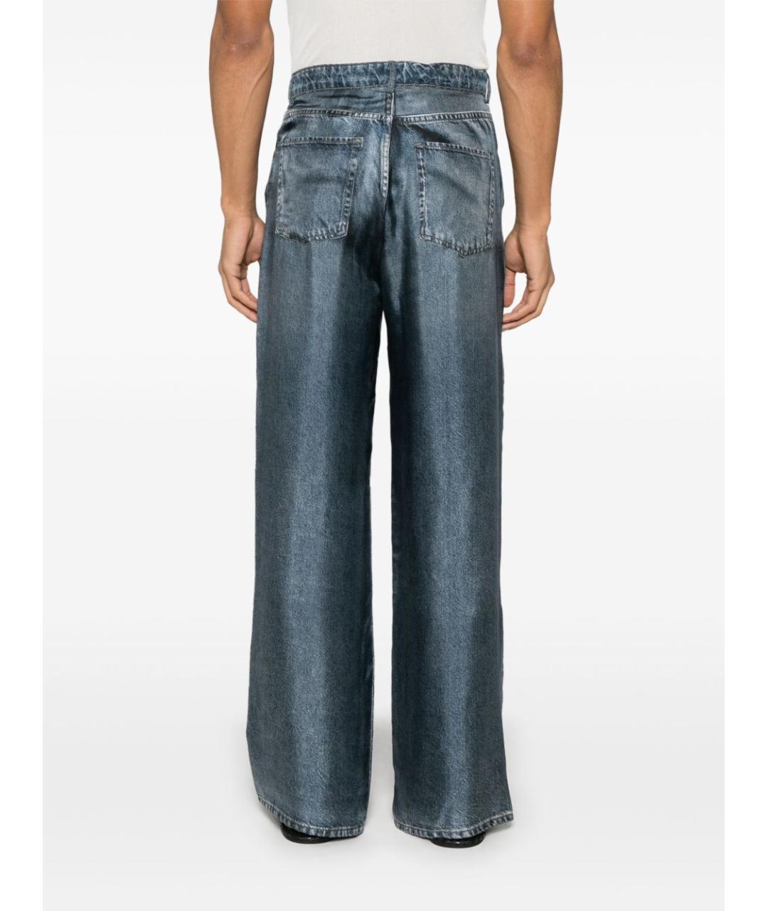 PIERRE LOUIS MASCIA Синие шелковые брюки широкие, фото 4