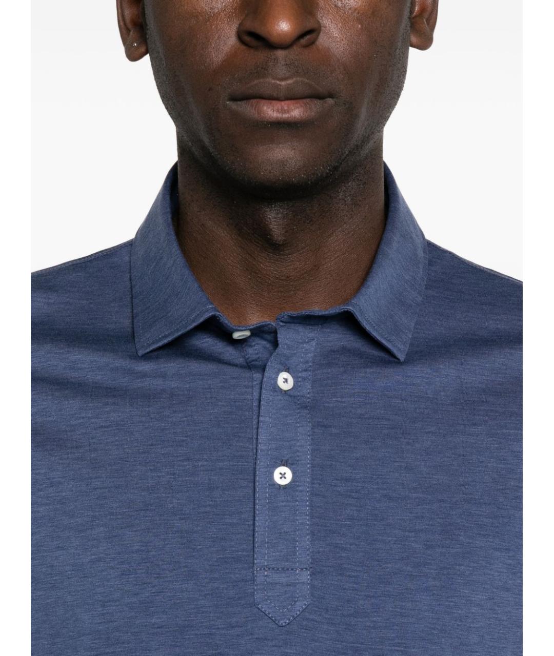 BRUNELLO CUCINELLI Синее поло с коротким рукавом, фото 2