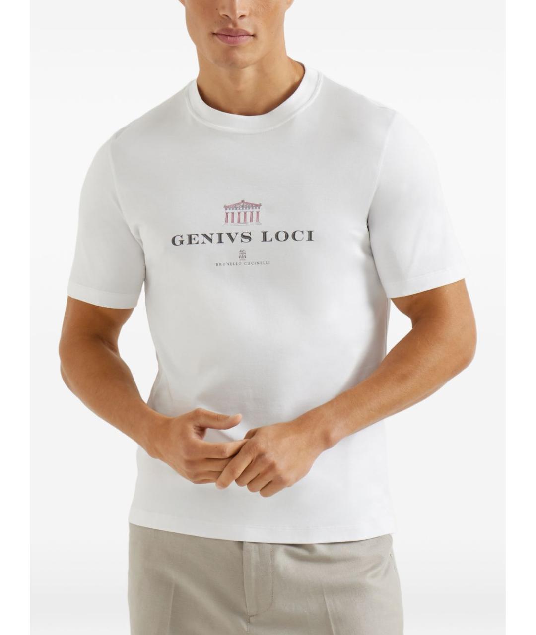 BRUNELLO CUCINELLI Белая хлопковая футболка, фото 2