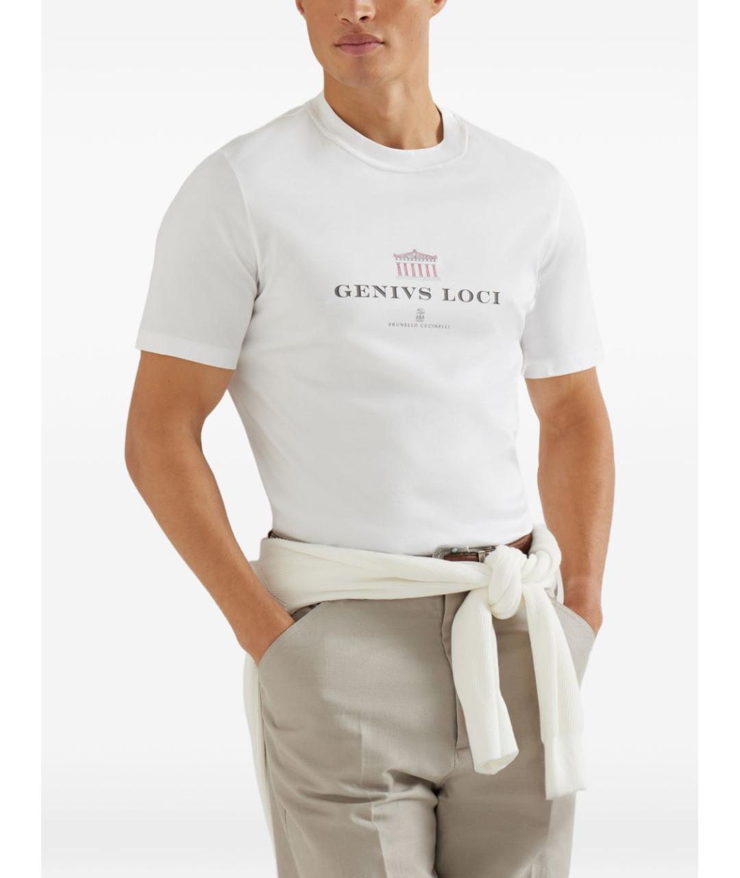 BRUNELLO CUCINELLI Белая хлопковая футболка, фото 5