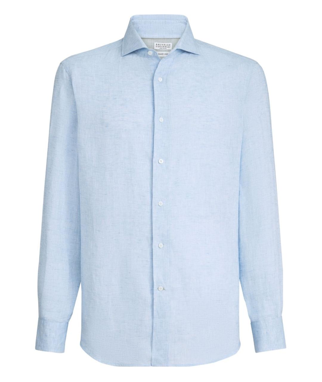 BRUNELLO CUCINELLI Голубая хлопковая кэжуал рубашка, фото 1