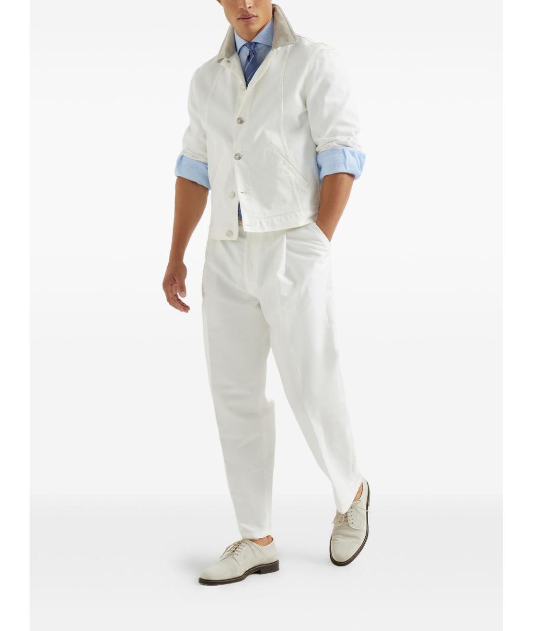 BRUNELLO CUCINELLI Голубая хлопковая кэжуал рубашка, фото 5