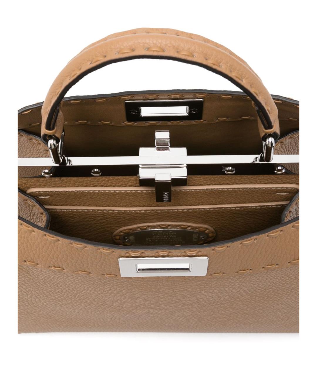 FENDI Коричневая кожаная сумка тоут, фото 3