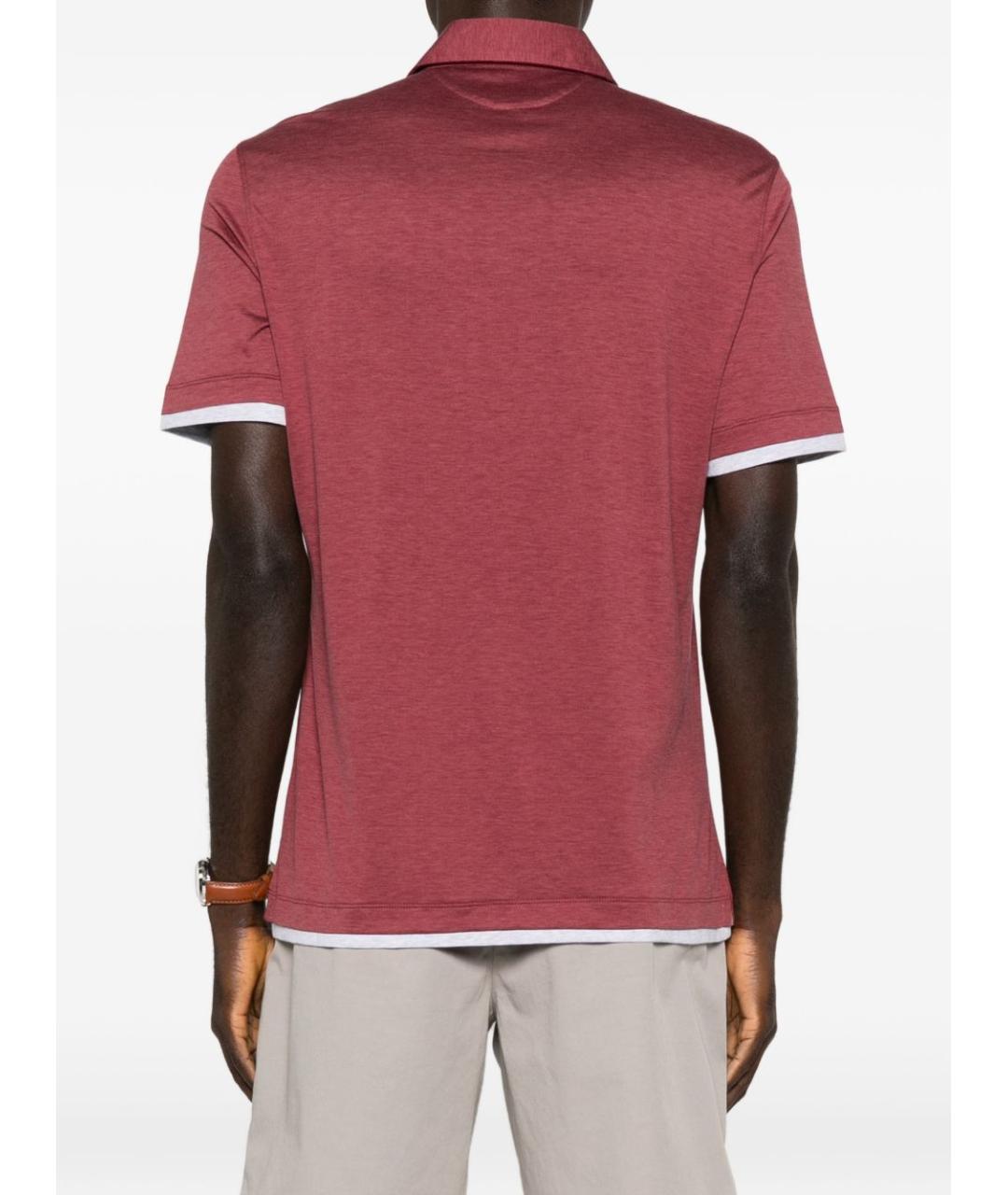 BRUNELLO CUCINELLI Красное хлопковое поло с коротким рукавом, фото 4