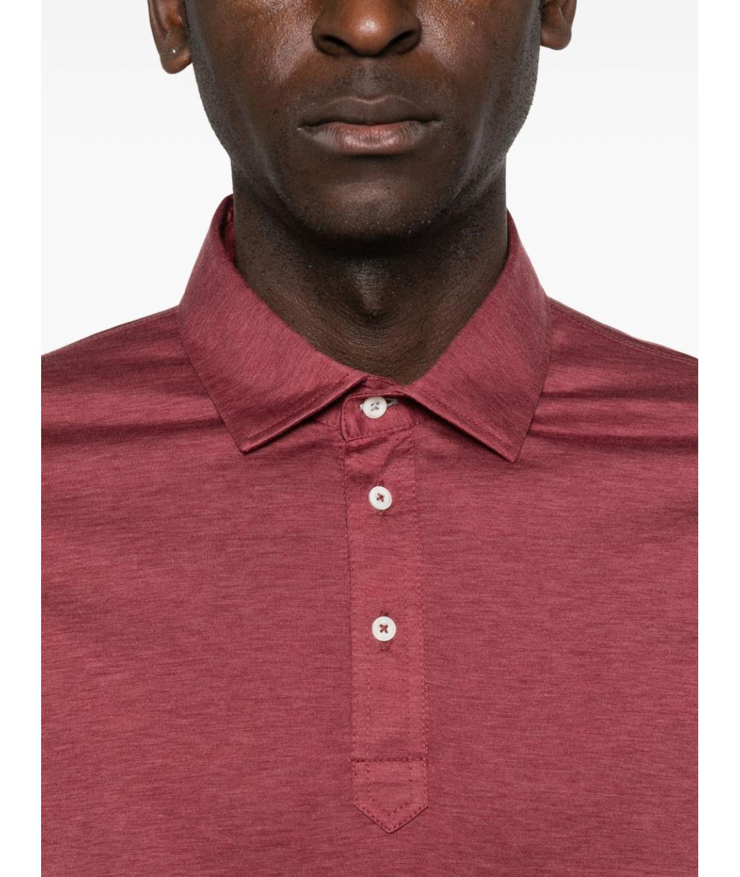BRUNELLO CUCINELLI Красное хлопковое поло с коротким рукавом, фото 3