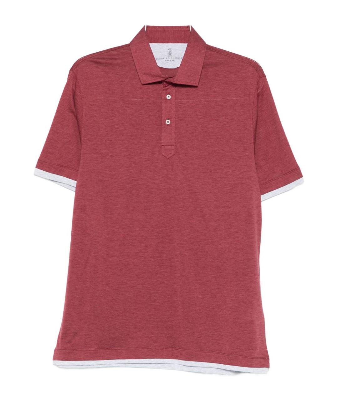 BRUNELLO CUCINELLI Красное хлопковое поло с коротким рукавом, фото 1