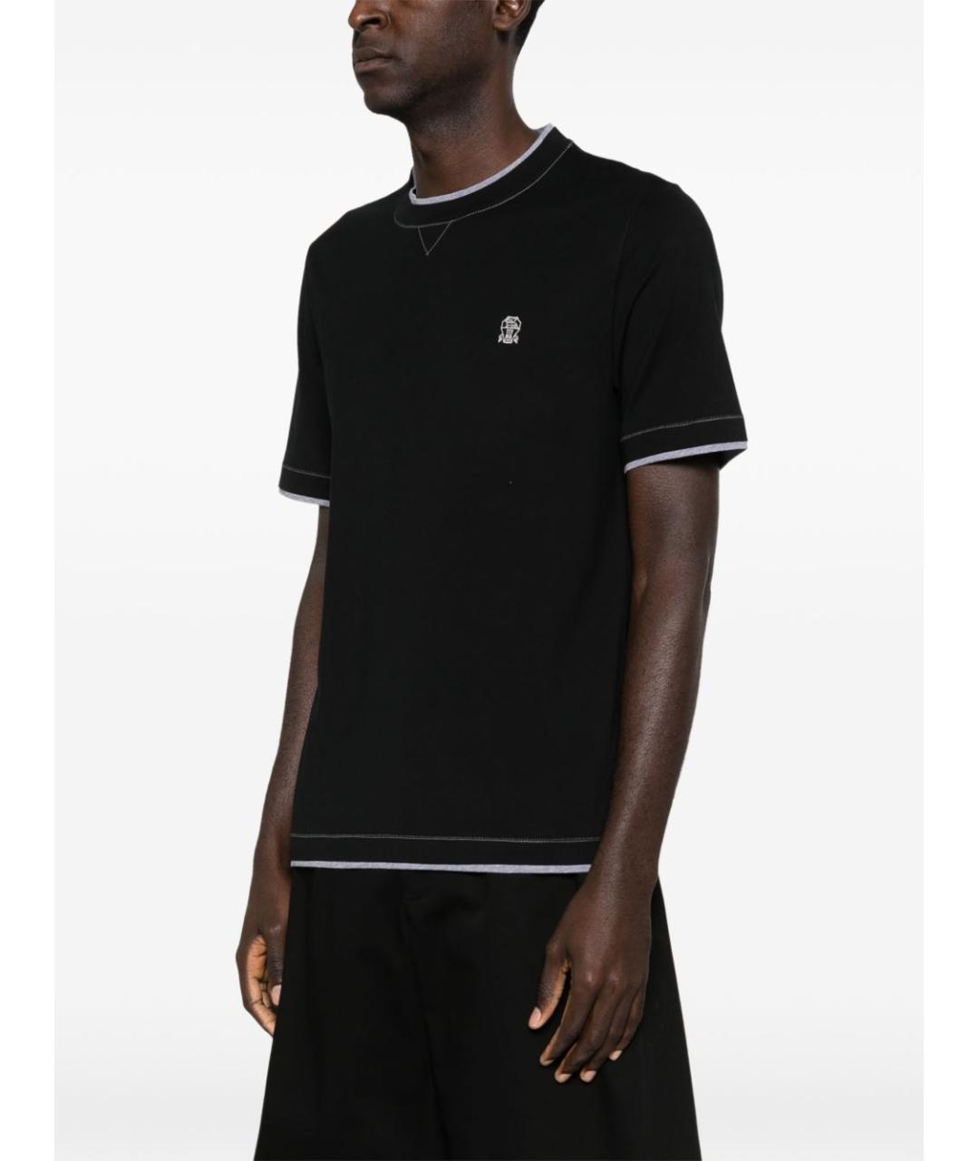 BRUNELLO CUCINELLI Черная хлопковая футболка, фото 5