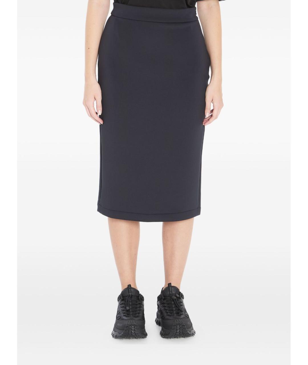 MONCLER Черная полиэстеровая юбка миди, фото 5