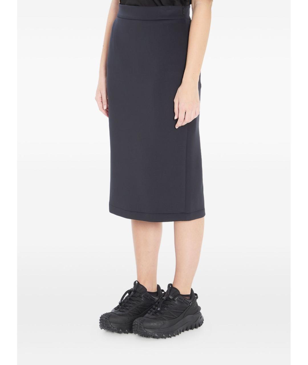 MONCLER Черная полиэстеровая юбка миди, фото 3