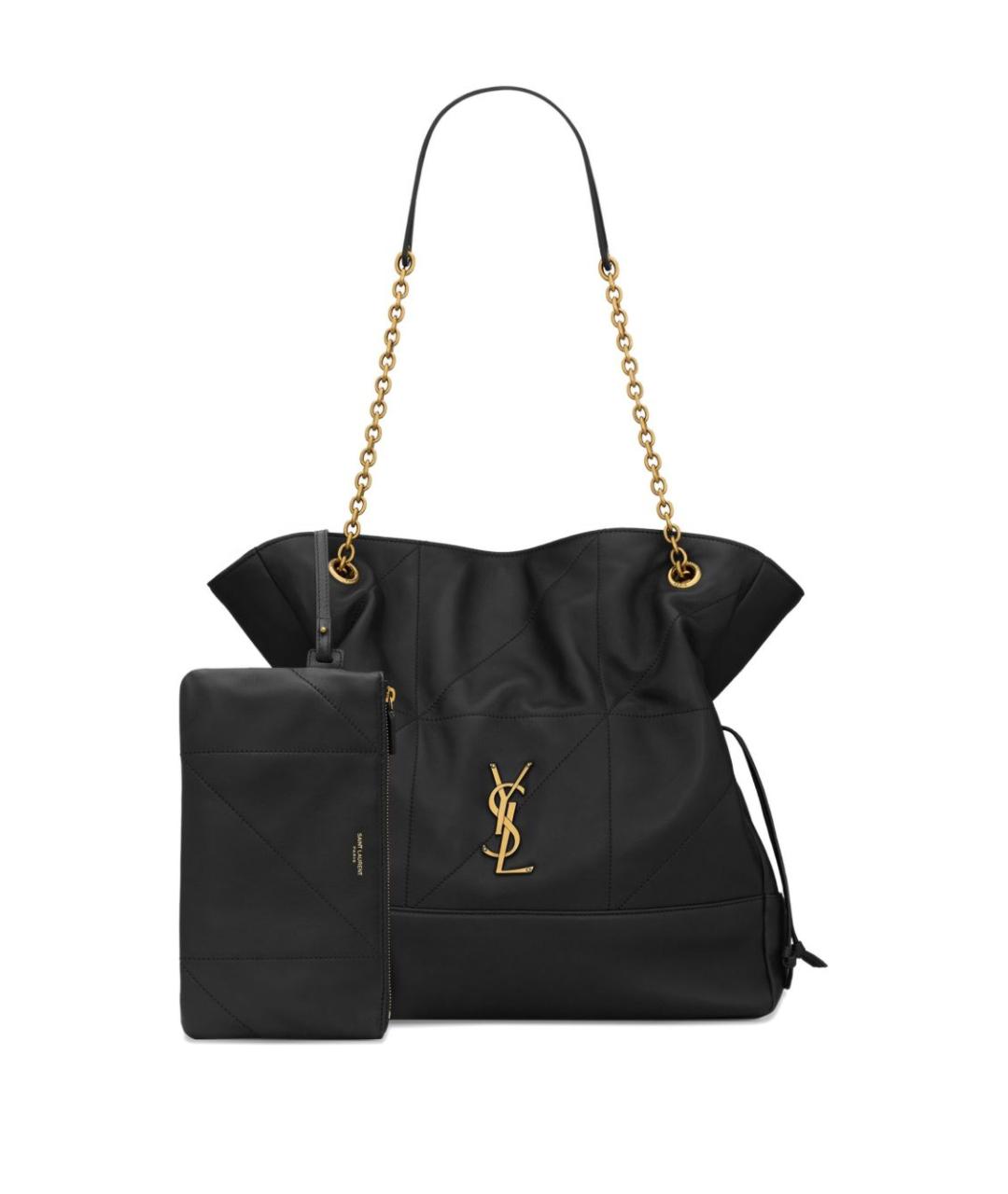 SAINT LAURENT Черная кожаная сумка тоут, фото 3