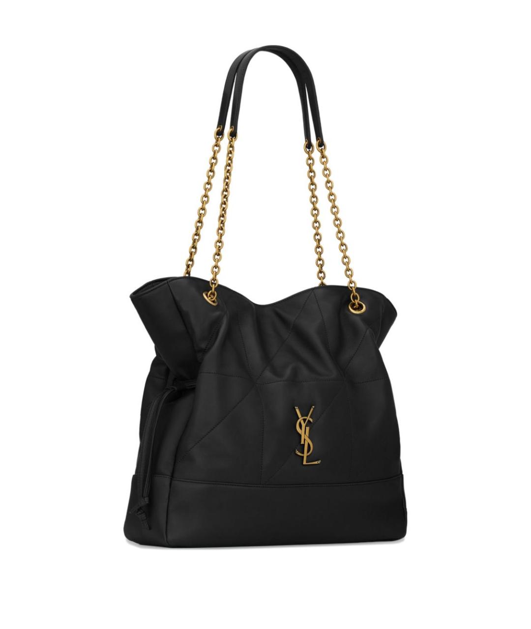 SAINT LAURENT Черная кожаная сумка тоут, фото 4