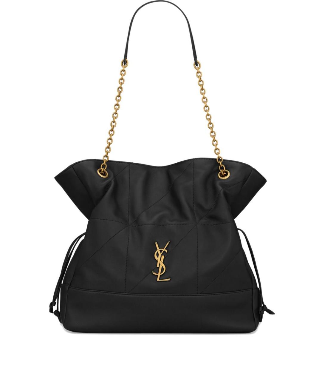 SAINT LAURENT Черная кожаная сумка тоут, фото 1