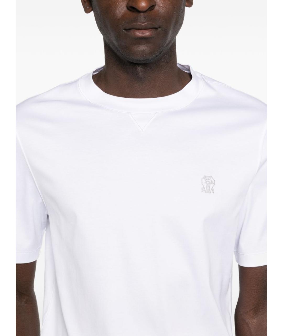 BRUNELLO CUCINELLI Белая хлопковая футболка, фото 2