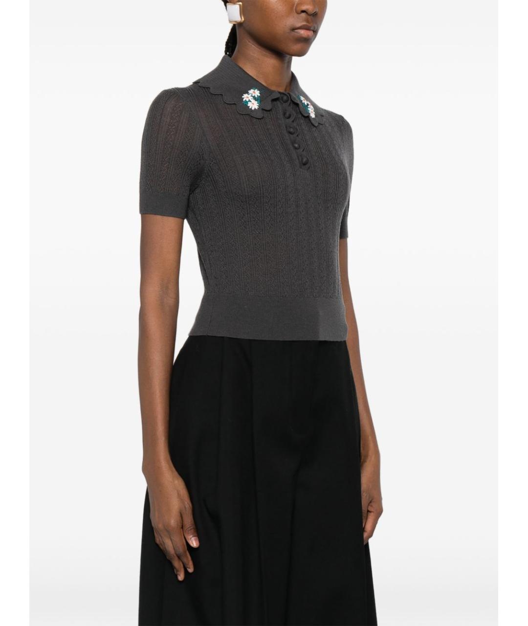 SELF-PORTRAIT Серая хлопковая футболка, фото 4